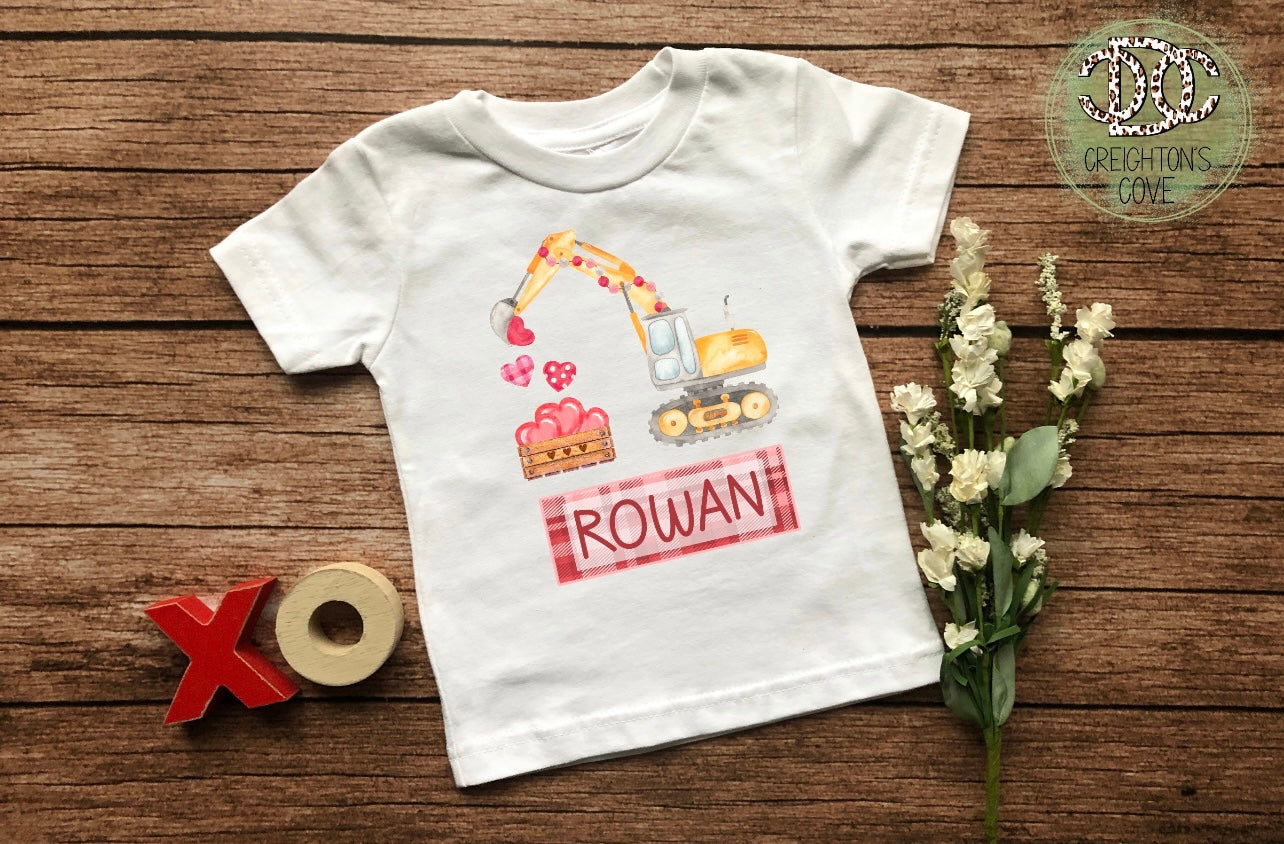 Customized Valentines Excavator Tee