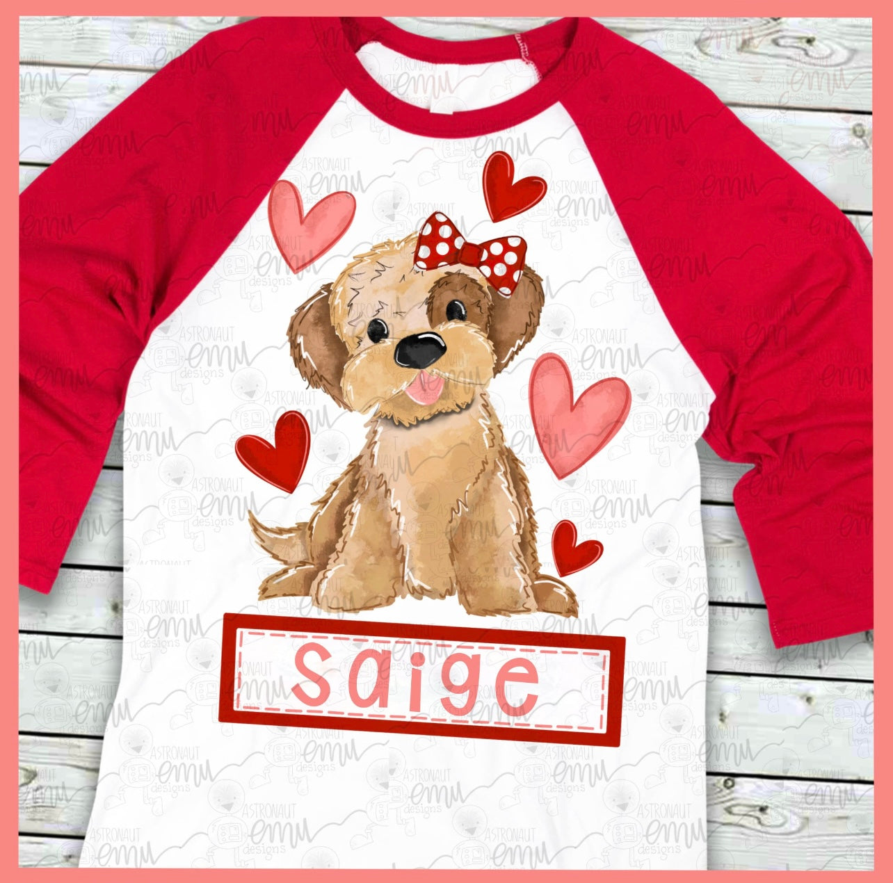 Customized Valentines Dog Girls Tee