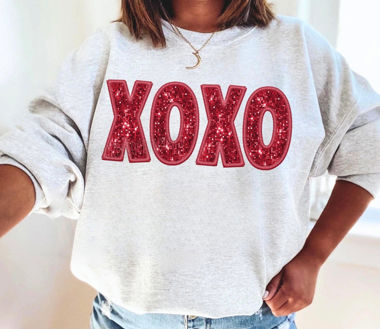DTF PRINTED PINK OR RED XOXO TEE