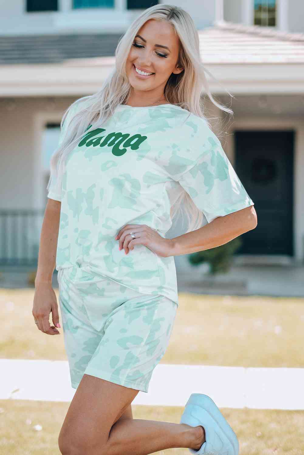 MAMA Tie Dye Lounge Biker Shorts Set