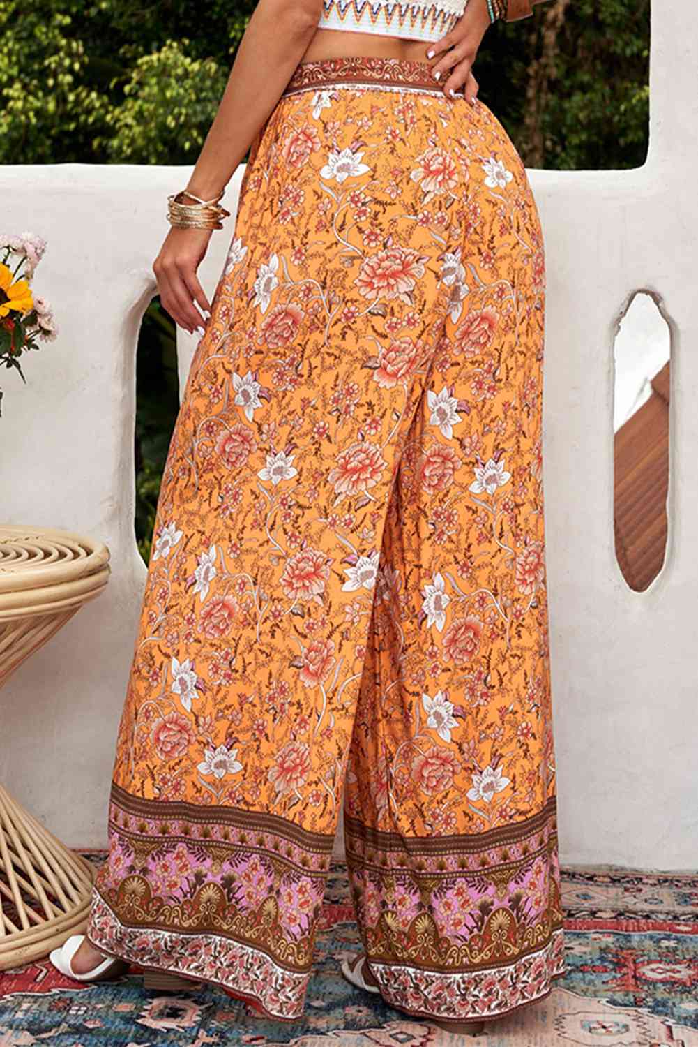 Bohemian Tie Waist Palazzo Pants