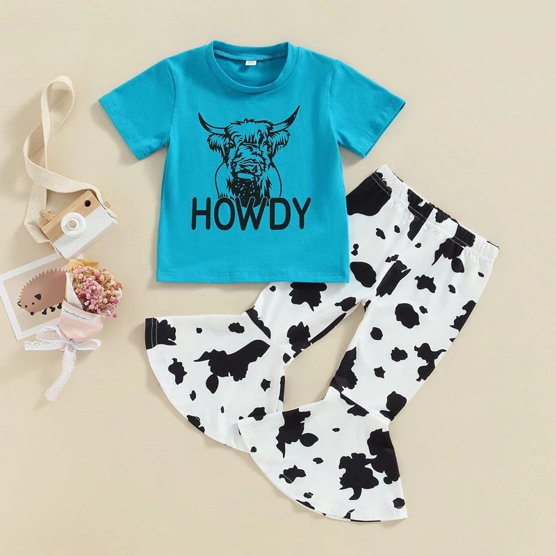 Cow Print Bell Bottom Sets