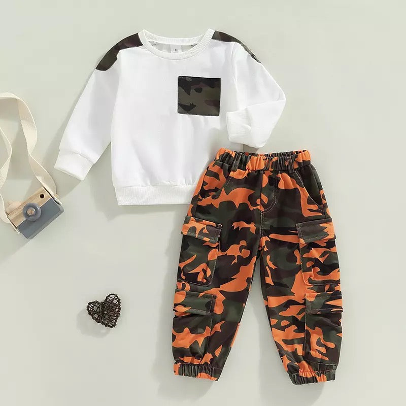 Green/Orange Camo Jogger Set