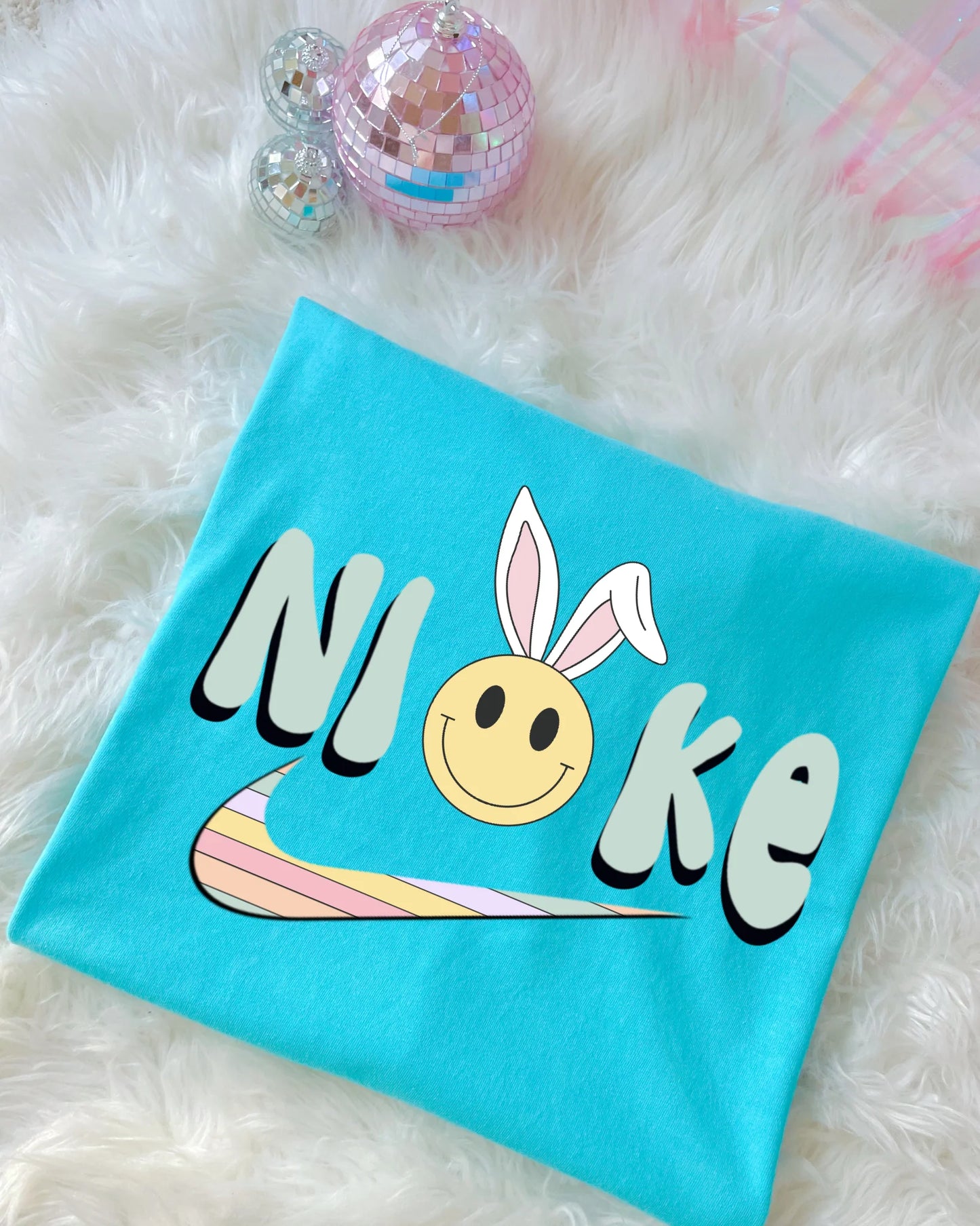 DTF PRINTED Check Bunny Tee