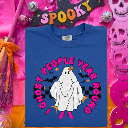 I ghost people year round hot pink letters comfort colors tshirt