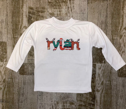 Christmas Doodle Letter Name Tees