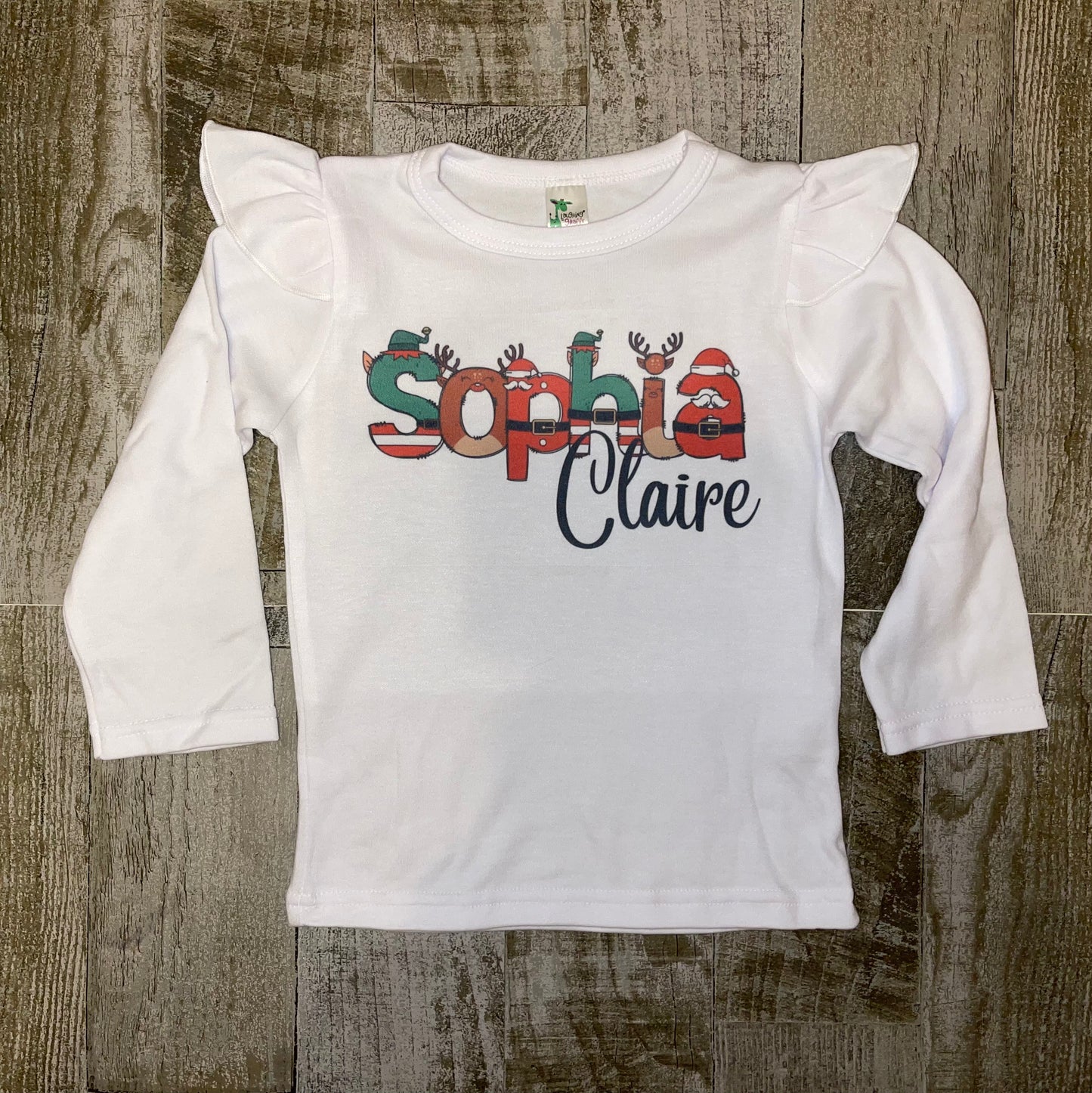 Christmas Doodle Letter Name Tees