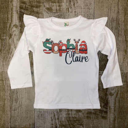 Christmas Doodle Letter Name Tees