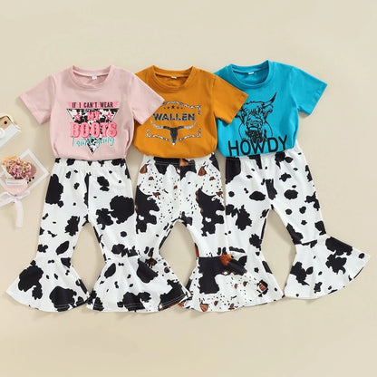 Cow Print Bell Bottom Sets