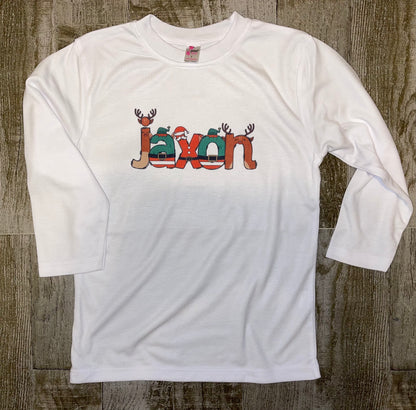 Christmas Doodle Letter Name Tees
