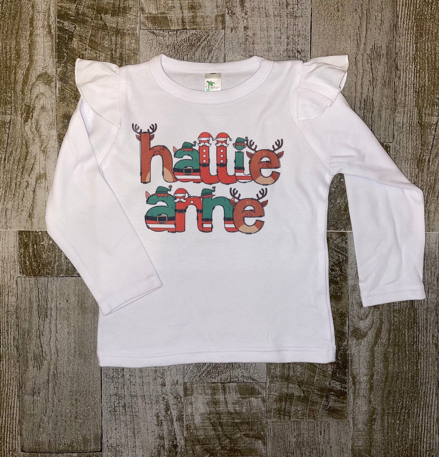 Christmas Doodle Letter Name Tees