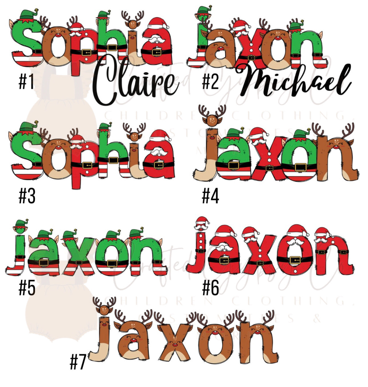 Christmas Doodle Letter Name Tees