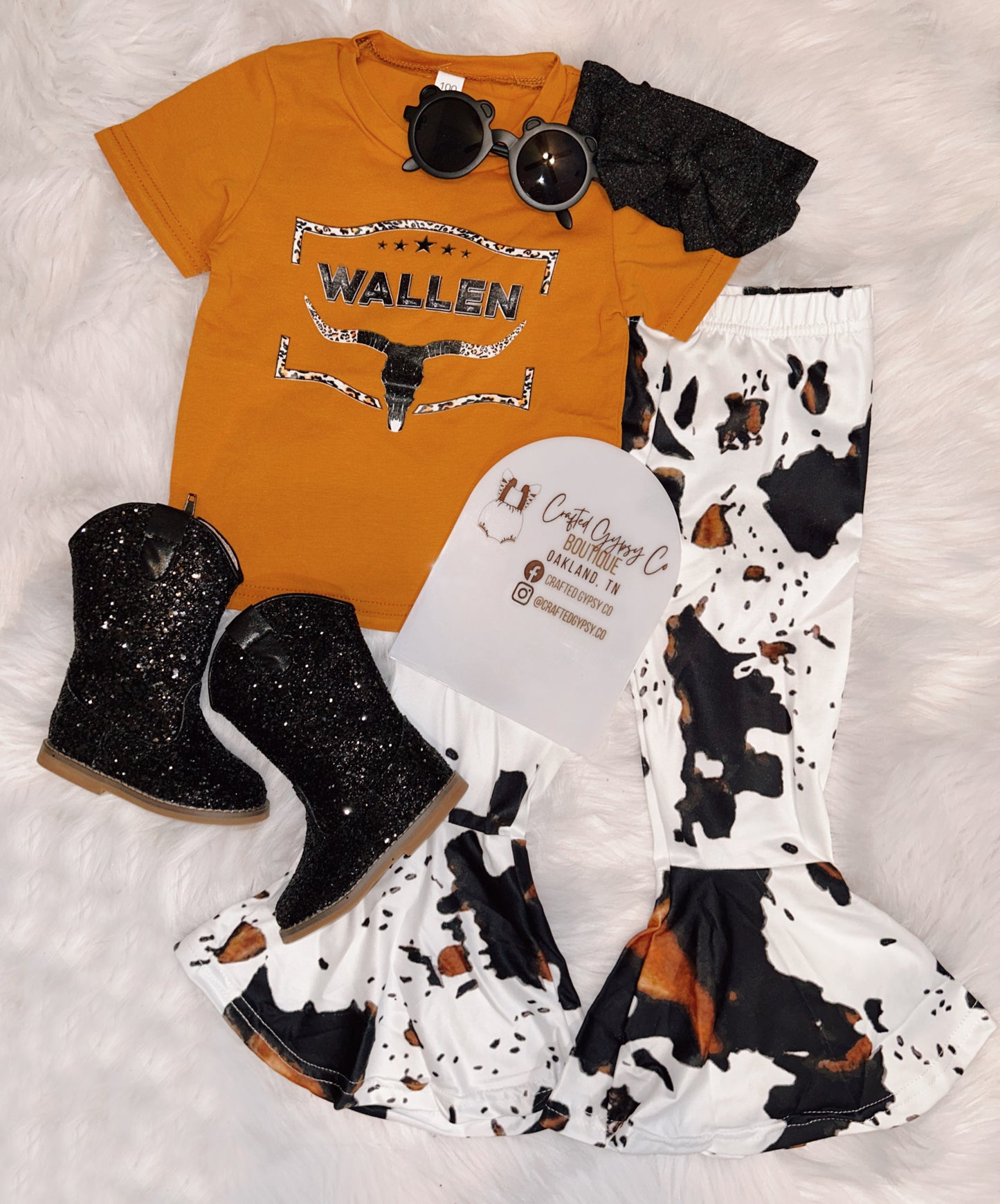 Cow Print Bell Bottom Sets