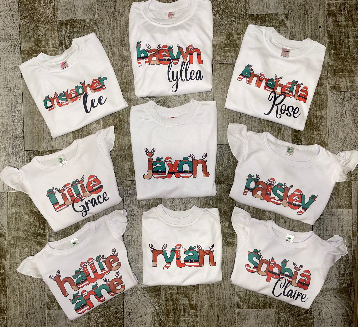 Christmas Doodle Letter Name Tees